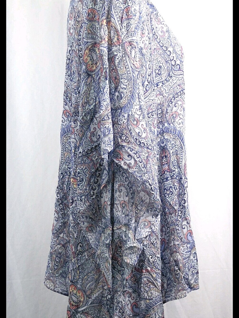 J.Jill NWT One Size Paisley Poncho Blue Multicolor Boho Resort Flowy Elegant - Picture 4 of 6